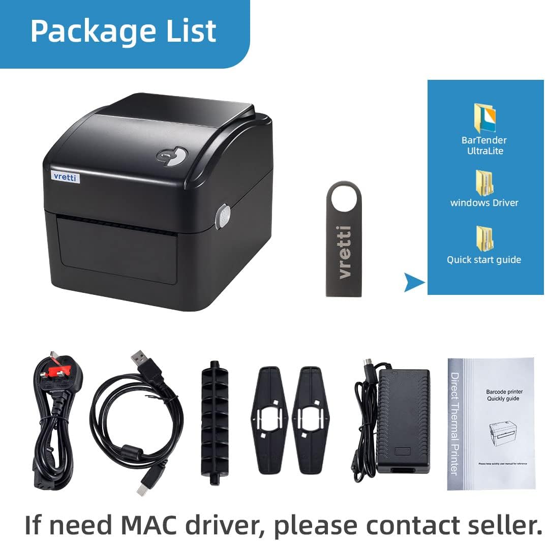 Vretti 4x6 Thermal Label Printer – Works with TikTok Shop, Amazon, eBay & Shopify