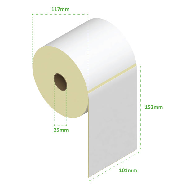 Direct Thermal Label Roll – 4 x 6 Inches – 25mm Core – 1,425 Labels, Pack of 3