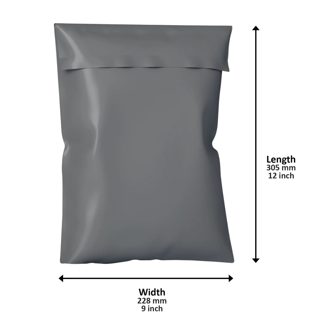Grey Poly Mailing Bags 9x12 Inch (230x310mm) β Strong Self-Seal Postage Bags