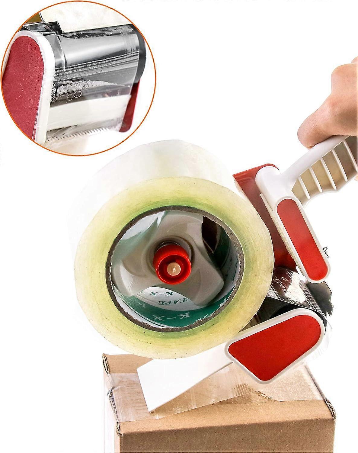 Packing Tape Gun Dispenser with 2 Rolls Parcel Tape – Clear & Buff (50mm)