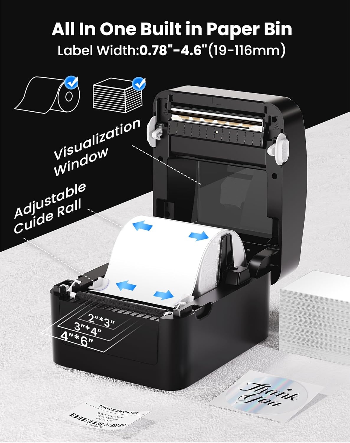 Vretti 4x6 Thermal Label Printer – Works with TikTok Shop, Amazon, eBay & Shopify