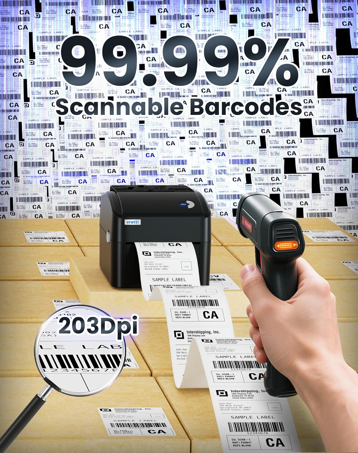 Vretti 4x6 Thermal Label Printer – Works with TikTok Shop, Amazon, eBay & Shopify