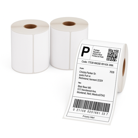 Direct Thermal Label Roll – 4 x 6 Inches – 25mm Core – 2,850 Labels, Pack of 6